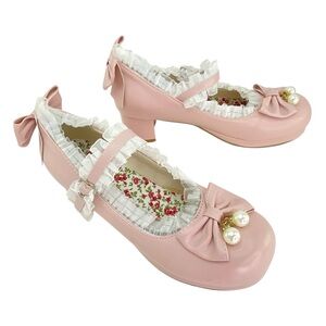 Kawaii Mary Jane Pink Shoes; 42